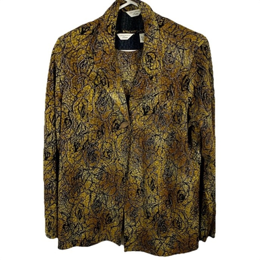 Vintage Laura Ashley Jacket‎ & Tank Set Floral Beaded Sz L Petite Whimsygoth